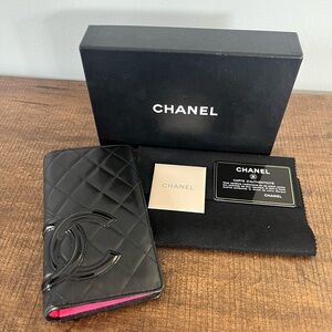 🌸 Chanel Cambon CC Black Quilted Leather Wallet 💕